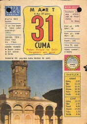31 Mart 1972 Takvim Yaprağı - Doğum Günü Hediyesi EFM(N)12305 - Gökçekoleksiyon
