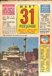 31 Mart 1983 Takvim Yaprağı - Doğum Günü Hediyesi EFMN15160 - Gökçekoleksiyon