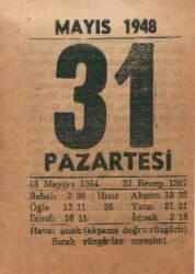 31 Mayıs 1948 Takvim Yaprağı EFM(N)1382 - 4