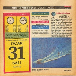 31 Ocak 1984 Takvim Yaprağı - Doğum Günü Hediyesi EFM(N)12662 - Gökçekoleksiyon