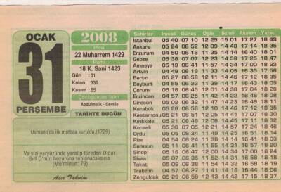 31 Ocak 2008 Takvim Yaprağı EFM(N)4956 - 1