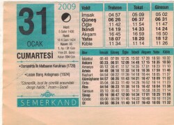 31 Ocak 2009 Takvim Yaprağı EFM(N)4987 - Gökçekoleksiyon