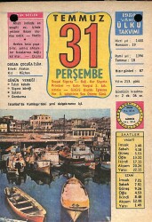 31 Temmuz 1980 Takvim Yaprağı - Doğum Günü Hediyesi EFM(N)9178 - Gökçekoleksiyon