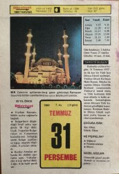 31 Temmuz 1980 Takvim Yaprağı - Doğum Günü Hediyesi EFM(N)9417 - Gökçekoleksiyon