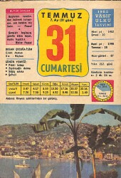 31 Temmuz 1982 Takvim Yaprağı - Doğum Günü Hediyesi EFMN13504 - Gökçekoleksiyon