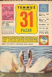 31 Temmuz 1983 Takvim Yaprağı - Doğum Günü Hediyesi EFM(N)9056 - Gökçekoleksiyon