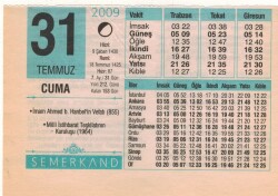 31 Temmuz 2009 Takvim Yaprağı EFM(N)2209 - 1