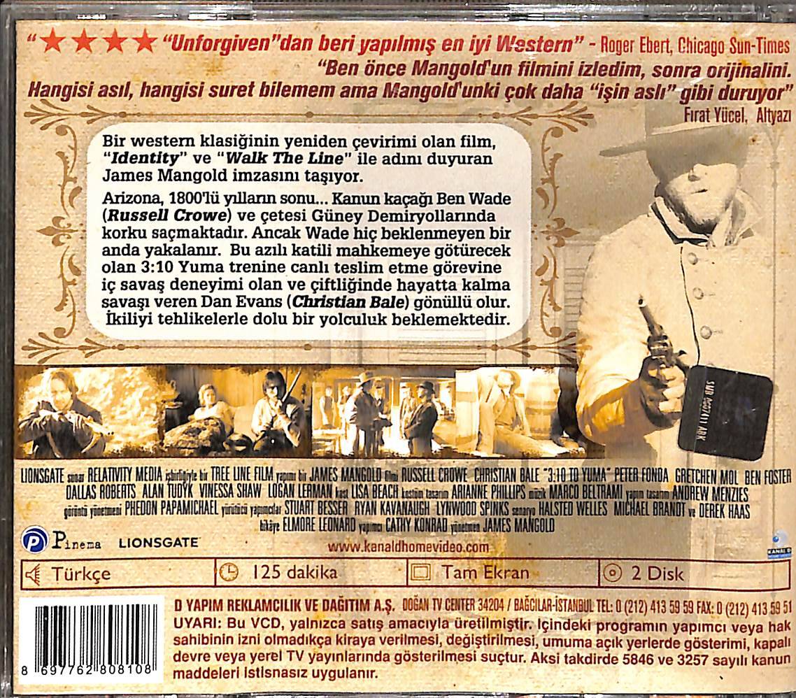 3:10 Yuma - 3:10 Treni (2007) Orjinal VCD Western Film ' Russell Crowe - Christian Bale ' VCD28382 - 2