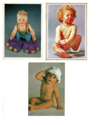 3lü Sevimli Çocuk Temalı Kartpostal KRT7956 - 1