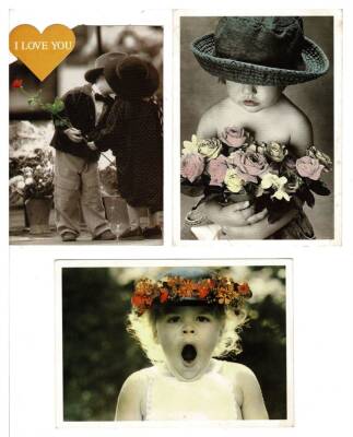 3lü Sevimli Çocuk Temalı Kartpostal KRT7958 - 1