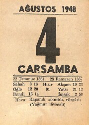 4 Ağustos 1948 Takvim Yaprağı - Doğum Günü Hediyesi EFMN14434 - Gökçekoleksiyon