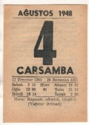 4 Ağustos 1948 Takvim Yaprağı EFM(N)1450 - 4