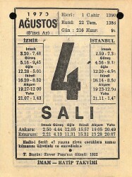 4 Ağustos 1970 Takvim Yaprağı - Doğum Günü Hediyesi EFM(N)9671 - 1