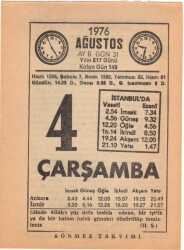 4 Ağustos 1976 Takvim Yaprağı EFM(N)2247 - 3