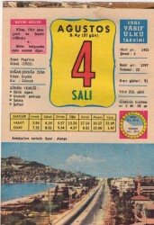 4 Ağustos 1981 Takvim Yaprağı EFM(N)2745 - 3