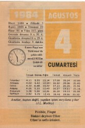 4 Ağustos 1984 Takvim Yaprağı EFM(N)2248 - 3