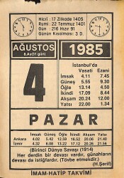 4 Ağustos 1985 Takvim Yaprağı - Doğum Günü Hediyesi EFMN15709 - Gökçekoleksiyon