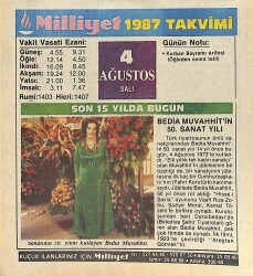 4 Ağustos 1987 Takvim Yaprağı - Doğum Günü Hediyesi EFMN14114 - Gökçekoleksiyon