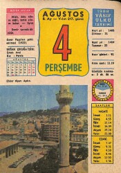 4 Ağustos 1988 Takvim Yaprağı - Doğum Günü Hediyesi EFM(N)9468 - Gökçekoleksiyon