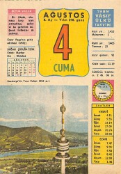 4 Ağustos 1989 Takvim Yaprağı - Doğum Günü Hediyesi EFM(N)9529 - Gökçekoleksiyon