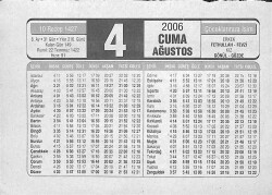 4 Ağustos 2006 Takvim Yaprağı - Doğum Günü Hediyesi EFMN14151 - Gökçekoleksiyon