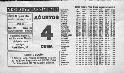 4 Ağustos 2006 Takvim Yaprağı - Doğum Günü Hediyesi EFM(N)9940 - 1