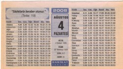 4 Ağustos 2008 Takvim Yaprağı EFM(N)2256 - 3
