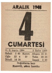 4 Aralık 1948 Takvim Yaprağı EFM824 - 1