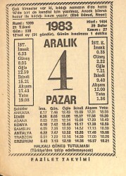 4 Aralık 1983 Takvim Yaprağı - Doğum Günü Hediyesi EFMN13605 - Gökçekoleksiyon