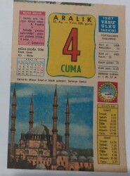 4 Aralık 1987 Takvim Yaprağı - Doğum Günü Hediyesi EFM(N)6991 - Gökçekoleksiyon