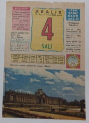 4 Aralık 1990 Takvim Yaprağı - Doğum Günü Hediyesi EFM(N)6785 - Gökçekoleksiyon