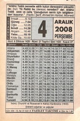 4 Aralık 2008 Takvim Yaprağı - Doğum Günü Hediyesi EFMN15329 - Gökçekoleksiyon