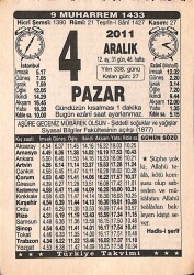 4 Aralık 2011 Takvim Yaprağı - Doğum Günü Hediyesi EFMN15255 - Gökçekoleksiyon