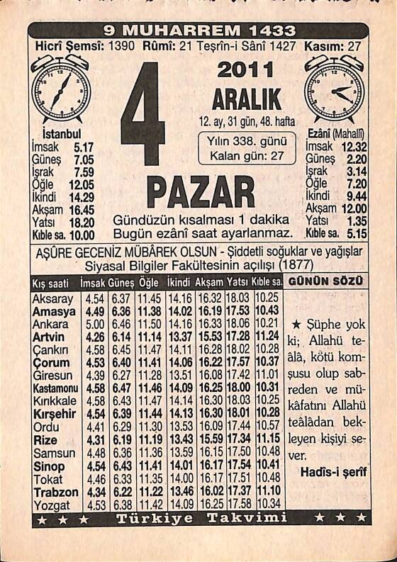 4 Aralık 2011 Takvim Yaprağı - Doğum Günü Hediyesi EFMN15255 - 1