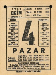 4 Ekim 1970 Takvim Yaprağı - Doğum Günü Hediyesi EFM(N)10533 - 1