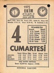 4 Ekim 1975 Takvim Yaprağı - Doğum Günü Hediyesi EFM(N)12570 - Gökçekoleksiyon