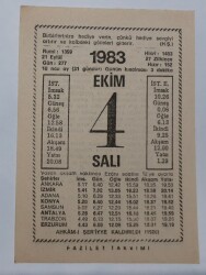 4 Ekim 1983 Takvim Yaprağı - Doğum Günü Hediyesi EFM(N)6707 - Gökçekoleksiyon
