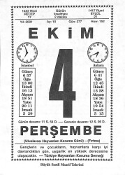 4 Ekim 2001 Takvim Yaprağı - Doğum Günü Hediyesi EFM(N)10471 - 3