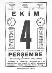 4 Ekim 2001 Takvim Yaprağı - Doğum Günü Hediyesi EFM(N)10471 - 2