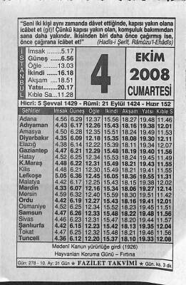 4 Ekim 2008 Takvim Yaprağı - Doğum Günü Hediyesi EFM(N)10646 - 1