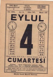 4 Eylül 1965 Takvim Yaprağı EFM(N)3507 - 3