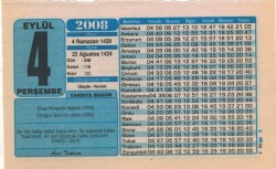 4 Eylül 2008 Takvim Yaprağı EFM(N)2625 - 2