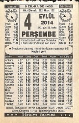 4 Eylül 2014 Takvim Yaprağı - Doğum Günü Hediyesi EFMN14294 - Gökçekoleksiyon