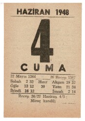 4 Haziran 1948 Takvim Yaprağı EFM884 - 1