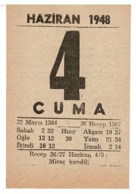 4 Haziran 1948 Takvim Yaprağı EFM884 - 3