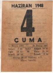 4 Haziran 1948 Takvim Yaprağı EFM(N)1389 - 2