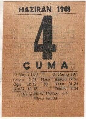 4 Haziran 1948 Takvim Yaprağı EFM(N)1389 - 2