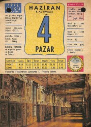 4 Haziran 1972 Takvim Yaprağı - Doğum Günü Hediyesi EFM(N)12296 - Gökçekoleksiyon