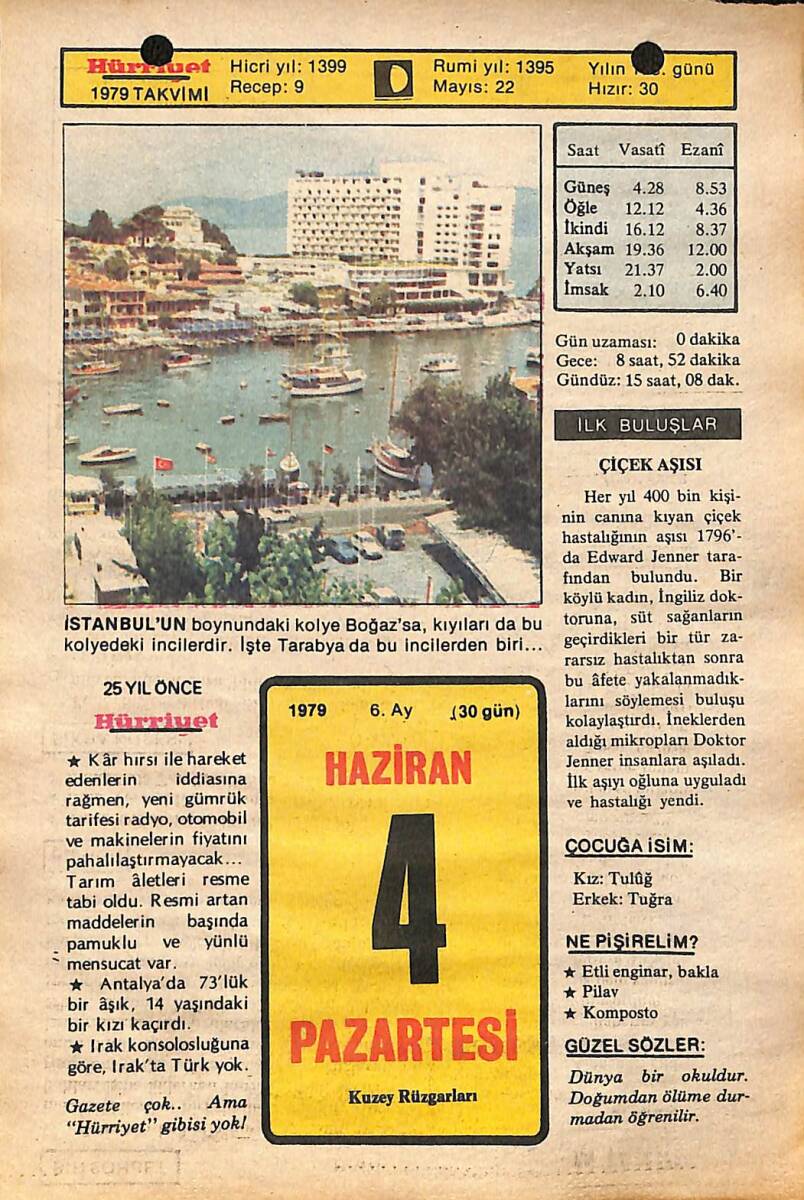 4 Haziran 1979 Takvim Yaprağı - Doğum Günü Hediyesi EFMN14468 - 1