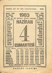4 Haziran 1983 Takvim Yaprağı - Doğum Günü Hediyesi EFM(N)11989 - Gökçekoleksiyon